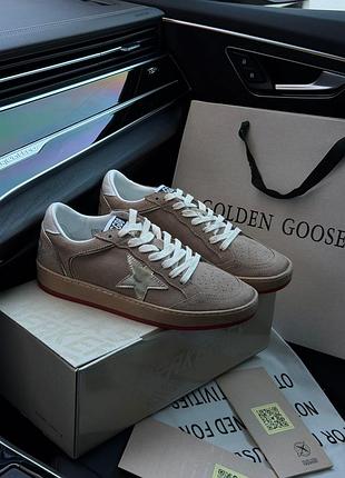 Замшевые женские кеды golden goose suede ball star sneakers beige suede