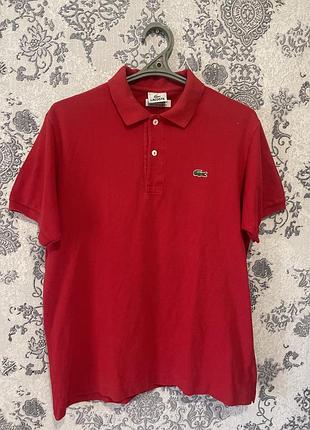 Футболка поло від фірми lacoste, колір червоний, розмір м