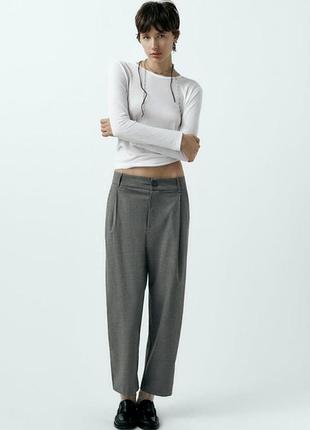 Брюки серые свободные укороченные xs zara
