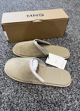 Тапочки, шльопанці, шкіряні мюлі mango