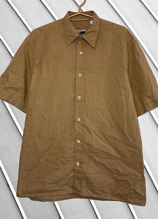 Мужская песочная рубашка paul smith m 46 48 оригинал Пол мусорная базовая рубашка с коротким рукавом шведка летняя 48