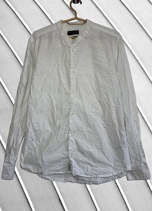 Мужская белая рубашка casual friday m 46 48 оригинал кэжуал фрайдэй хлопковая классическая с воротником стойкой 48