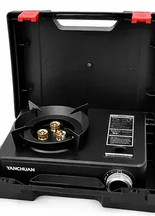 Портативная газовая плита yanchuan с 3 соплами, пьезоподжигом и переходником