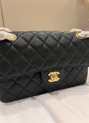 Чорна chanel classic double flap bag з натуральної шкіри