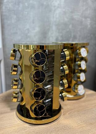Набір для спецій yiwu hp-1370 на обертовій підставці 17 предметів чорний