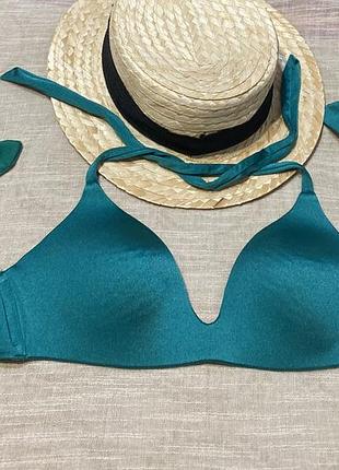 Calzedonia шикарный верх от купальника на завязках изумрудного оттенка
