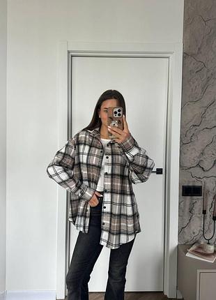 Женская кашемировая рубашка oversized | шоколад, бежевый, серый