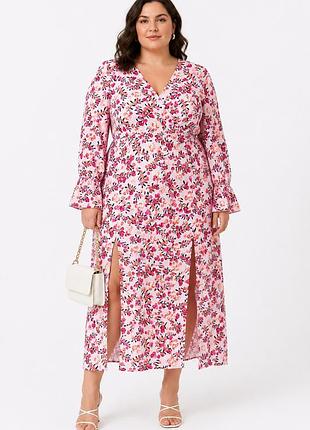 Довга сукня в ягідки з розрізами shein 2xl