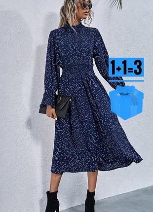 Міді сукня в горошок на резинці shein l