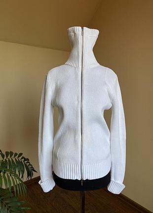 Кардиган lauren ralph lauren білий, зіп-кофта, розмір m