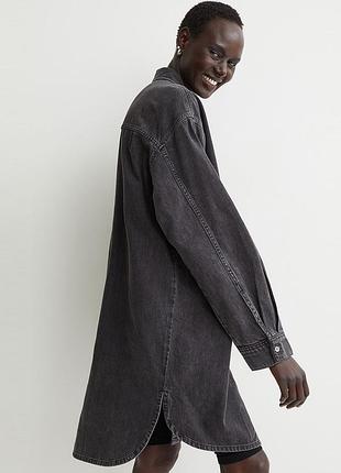Сіра джинсова сукня сорочка оверсайз h&m