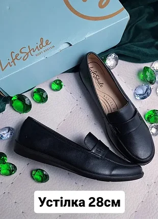 Life stride оригінал зручні чорні туфлі лофери з м'якою анатомічною устілкою
