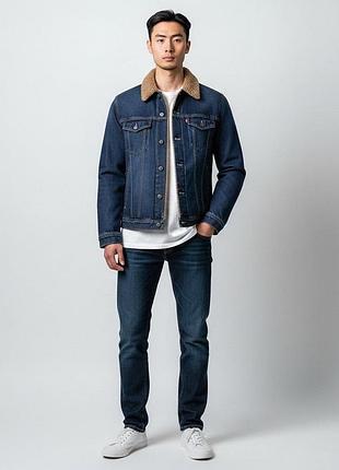 Чоловіча джинсова куртка topman з утепленим коміром, р. s