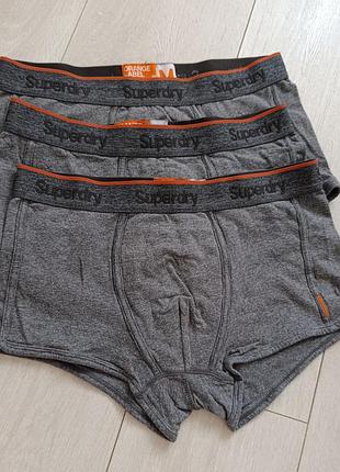 Серые трусы мужские базовые боксерки коттоновые superdry m м 10 38 46