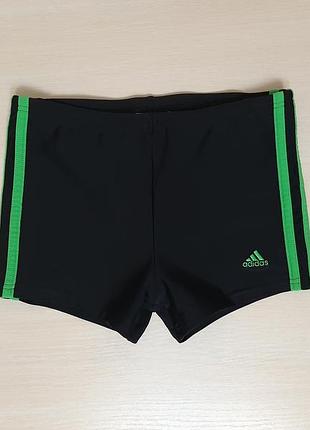 Плавки-боксеры adidas с яркими салатовыми полосками по бокам и логотипом бренда