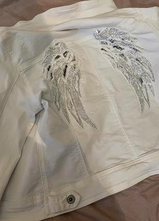 Піджак білий jeans  size s-xs зі стразами «angel's wings»