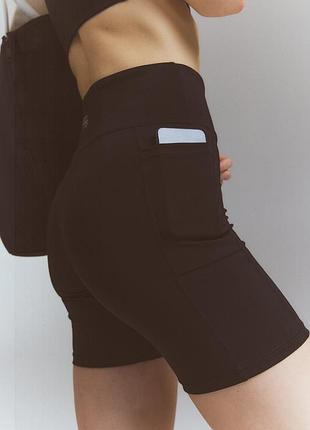 Спортивні чорні велосипедні шорти з кишенькою з матеріалу drymove h&m move xs