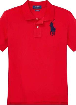 Стильне червоне поло polo ralph lauren з великим логотипом, розмір l