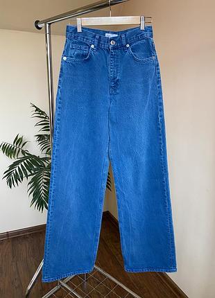Трендові широкі джинси zara (wide leg) насиченого синього кольору, s (eur 36)