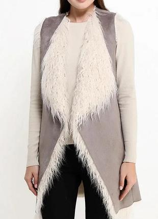 Кардиган-жилет river island з екохутром, сірий, s