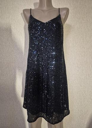 💖💖💖красивое короткое женское вечернее, коктейльное блестящее платье river island💖💖💖
