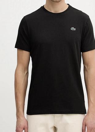 Чорна базова футболка lacoste для підлітка 152см