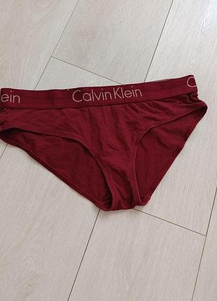 Бордовые трусики базовые сплтивные трусы коттоновые calvin klein l л 12 40 48