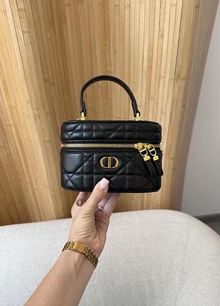 Сумка диор caro mini vanity case black/gold