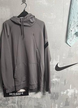 (l) nike cерое худи tech fleece, c капюшоном с высокой горловиной