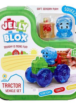Детский сенсорный конструктор "красочный трактор" jelly blox 932945, 12 деталей
