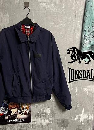 (s) lonsdale синяя куртка-харрингтон в красную клетчатую подкладку