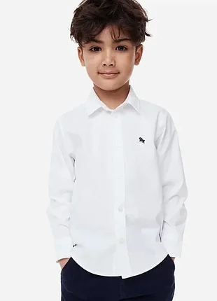 Белая рубашка из хлопка с длинным рукавом для мальчика h&m 1,5-2 года