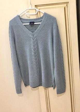 Светр з вовни кашеміру бренду cashmere collection cashmere & merino 2ply relaxed fit cable knit beige size