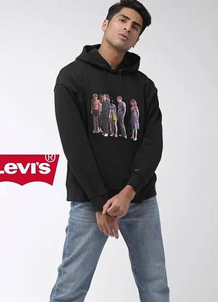 (xxl) levi's x stranger черный худи c принтом с персонажами сериала на груди