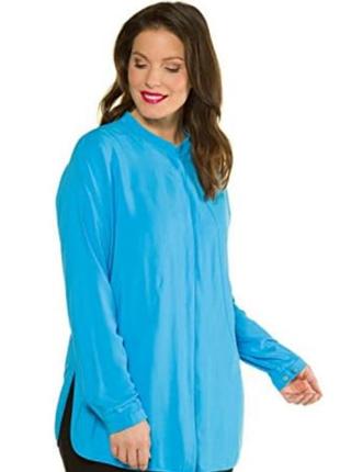 Яркая удлиненная голубая блуза-туника selection by ulla popken (plus size) (р. 56-58)