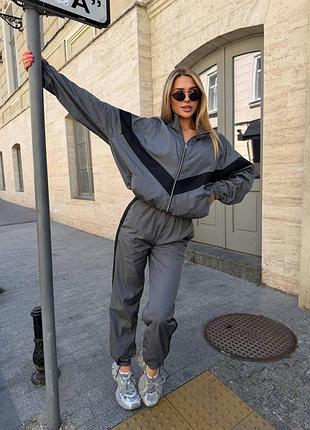 Женский костюм из плащевки с объемной кофтой oversize норма и батал