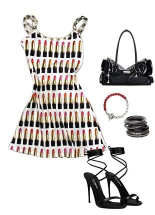 Сукня міні коротка облягаюча майка на бретелях з помадами omighty dollskill omweekend