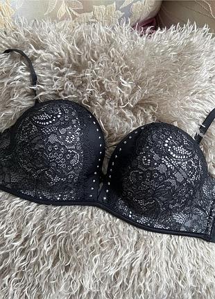 Бюстгальтер жіночий victoria’s secret чорний мереживний 75b