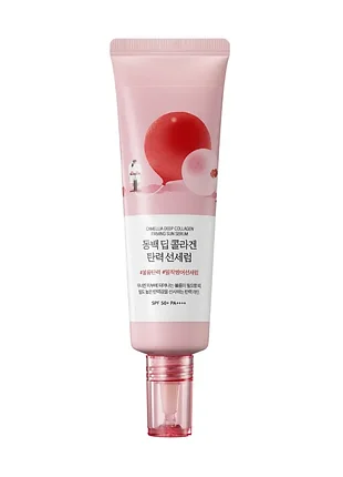 Сонцезахисна сироватка round lab camellia deep collagen firming sun serum spf50+ 50 мл
