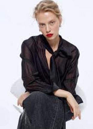 Воздушная блуза черная с бантом h&amp;m