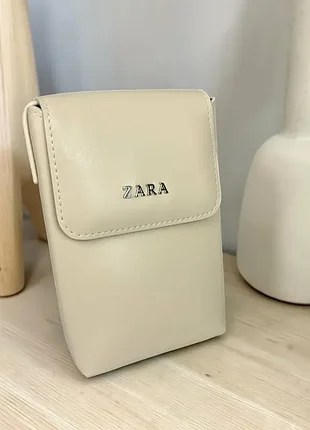 Жіноча міні сумочка клатч для телефона стиль зара, маленька сумка zara 2010 молочний