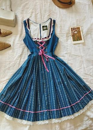 Баварское платье дырдль с фартуком немецкое jammerschmid хлопок на октоберфест размер m 38