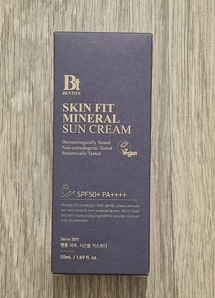 Лише повна передоплата мінеральний сонцезахисний крем benton skin fit mineral sun cream spf50+/pa++++ 50 ml