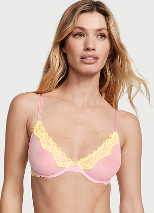 Бюстгалтер деми victoria's secret tease lace-trim unlined demi bra &amp;thong panty 34в