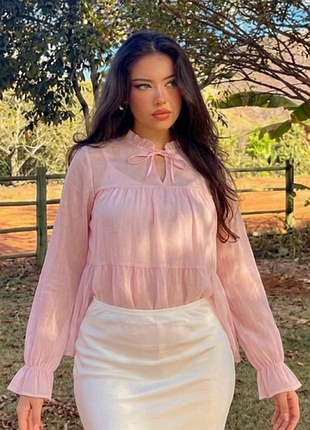 Нежный шифон с майкой 🌸 per una marks &amp; spencer 👚 шифонова блуза рожева ✨ романтическая с рюшами