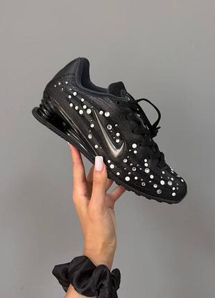 Женские кроссовки nike shox r4 black pearl rhinestone / smb+ 🔗