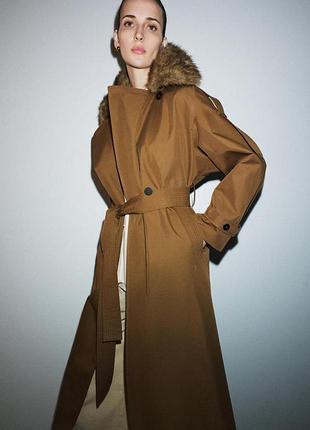 Стильный длинный плащ тренч zara
