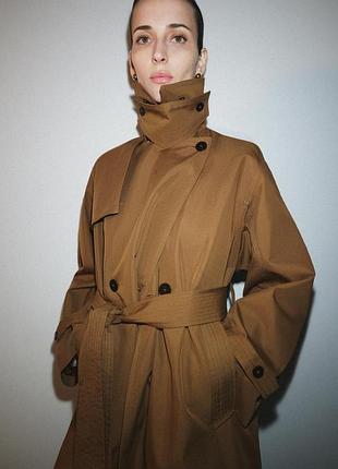 Стильный длинный плащ тренч zara