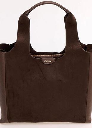 Сумка жіноча dkny коричнева замша/шкіра