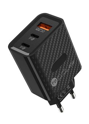 Сетевое зарядное устройство 40w | pd блок питания usb type-c, сетевой зарядный блок пилания usb для android и iphone | зарядник, зарядное